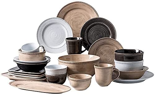 Retro Porcelain Dinnerware Set with Plates & Bowls