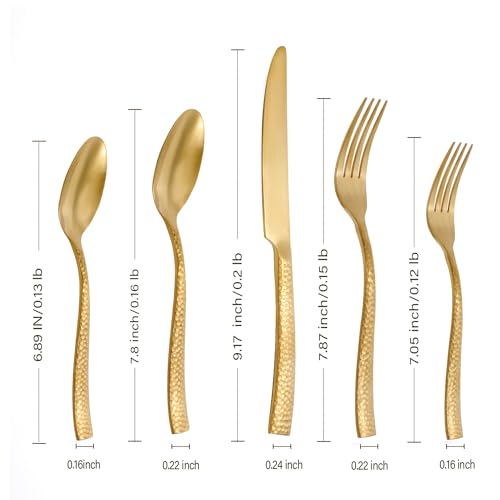 Hand-Forged Hammered Stainless Steel Flatware Set