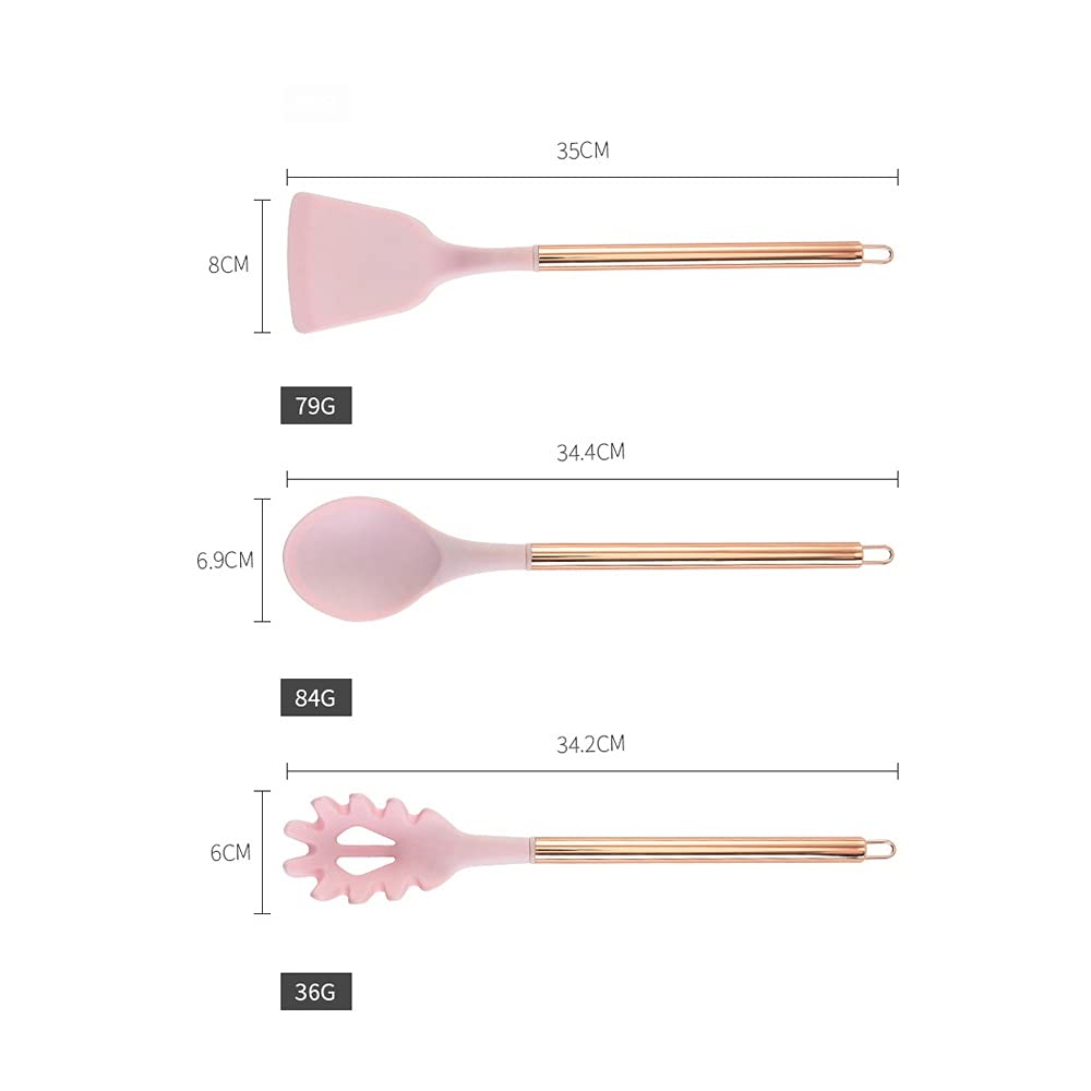 8-Piece Silicone Cooking Utensil Set with Rose Gold Handles