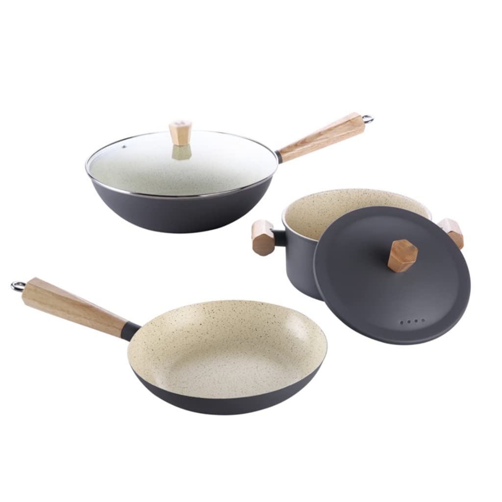 3-Piece Non-Stick Wok & Cooking Pot Set with Lids