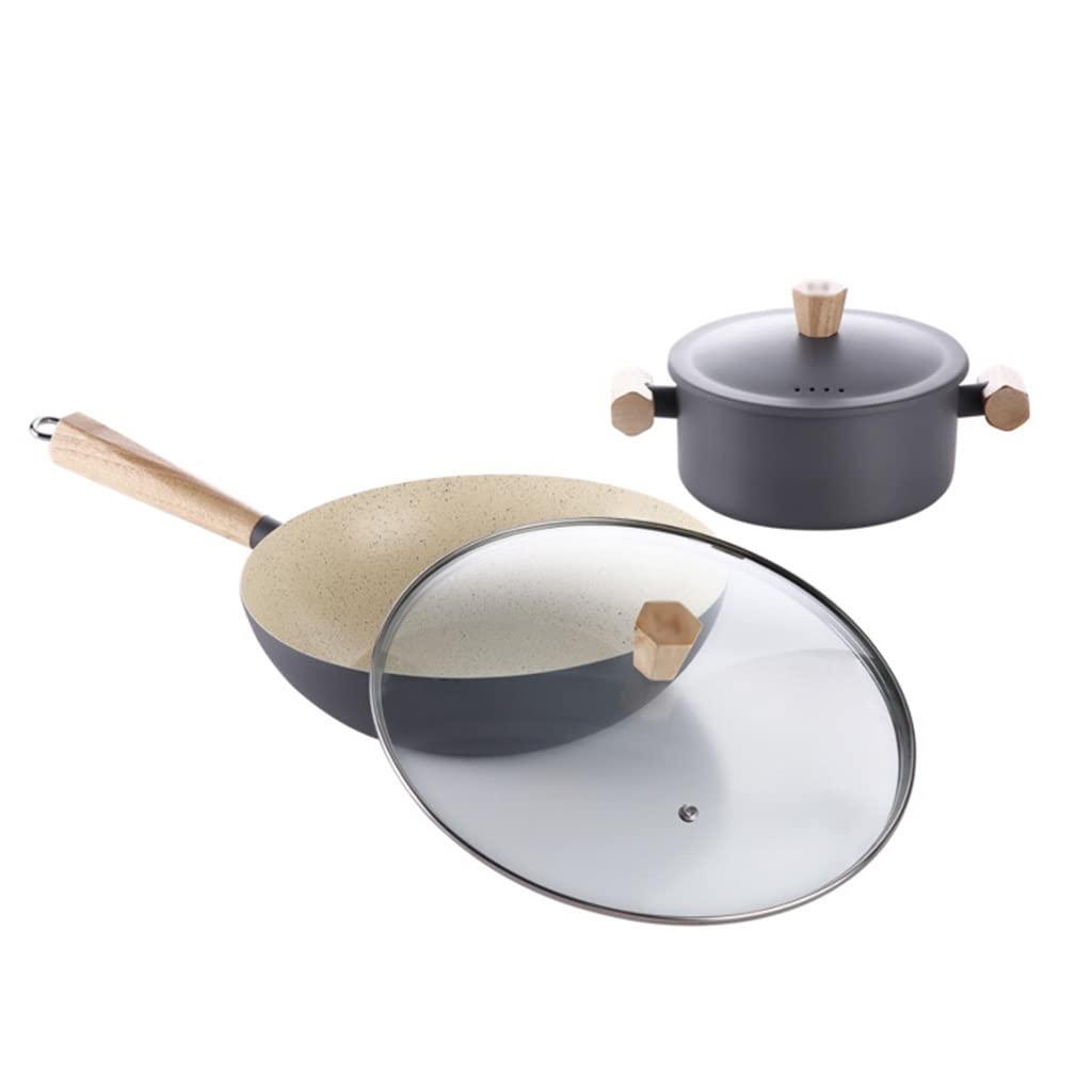 3-Piece Non-Stick Wok & Cooking Pot Set with Lids
