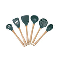 Silicone Spatula & Soup Spoon Set with Wooden Handles