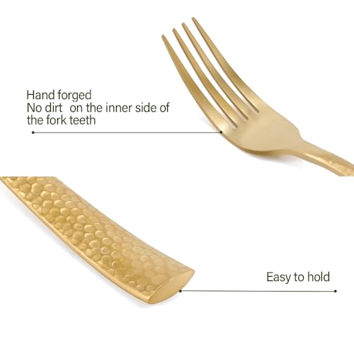 Hand-Forged Hammered Stainless Steel Flatware Set