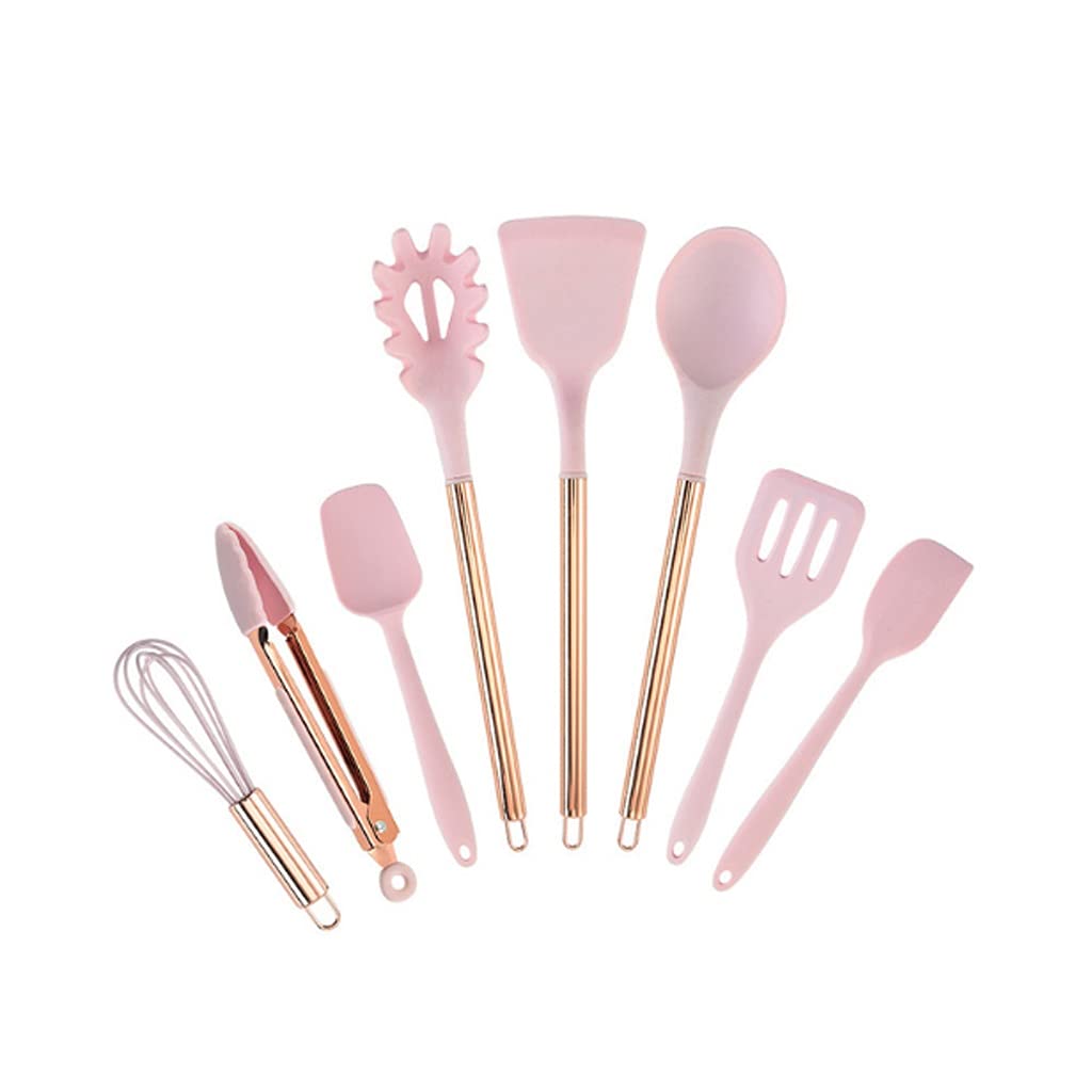 8-Piece Silicone Cooking Utensil Set with Rose Gold Handles