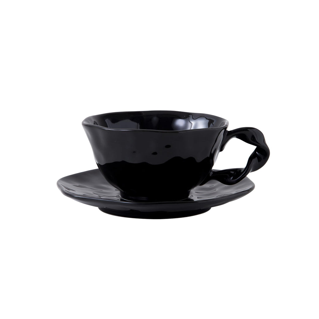 360ml Irregular Ceramic Coffee Cup & Saucer Set