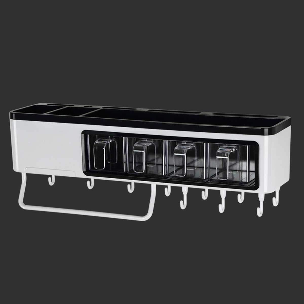 Wall-Mounted 4-Jar Spice Organizer Rack