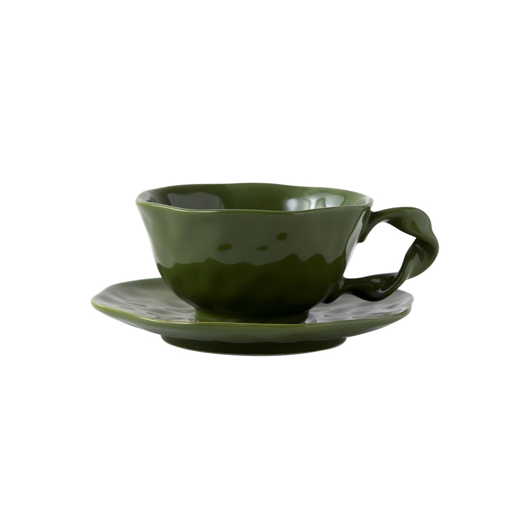 360ml Irregular Ceramic Coffee Cup & Saucer Set