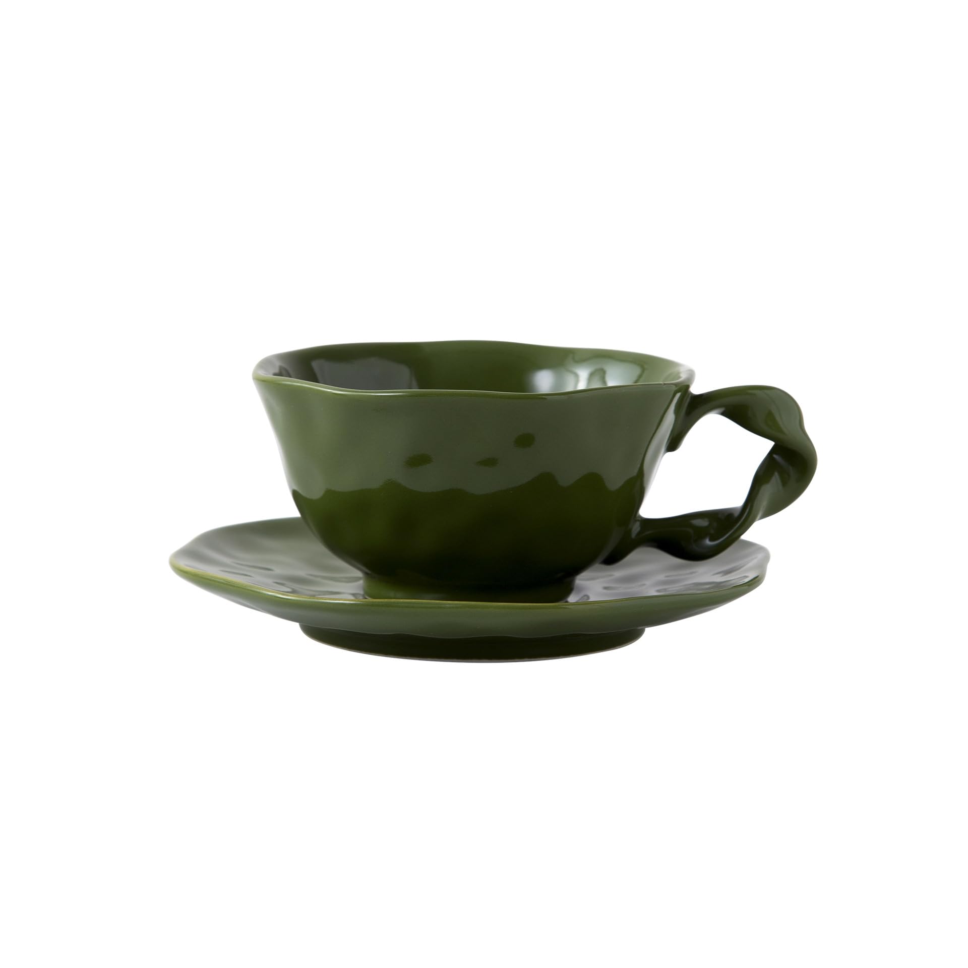360ml Irregular Ceramic Coffee Cup & Saucer Set
