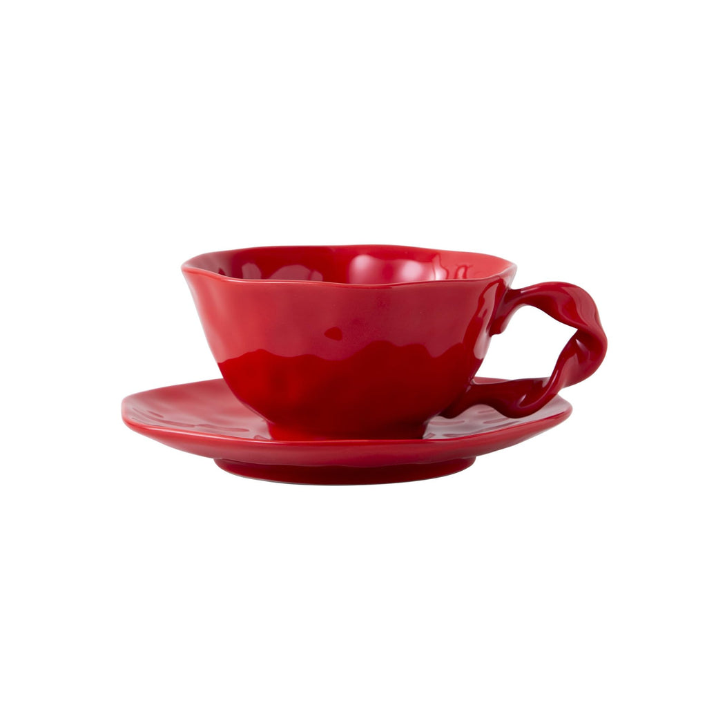 360ml Irregular Ceramic Coffee Cup & Saucer Set