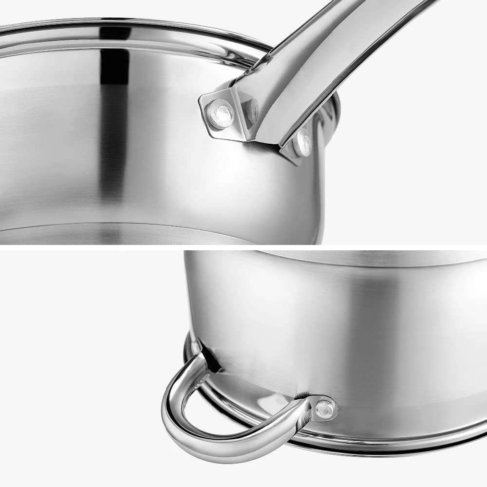 7-Piece Stainless Steel Cookware Set with Glass Lids