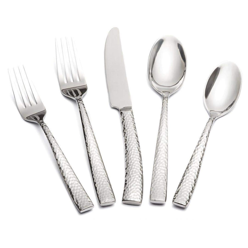 Hand-Forged Hammered Stainless Steel Flatware Set