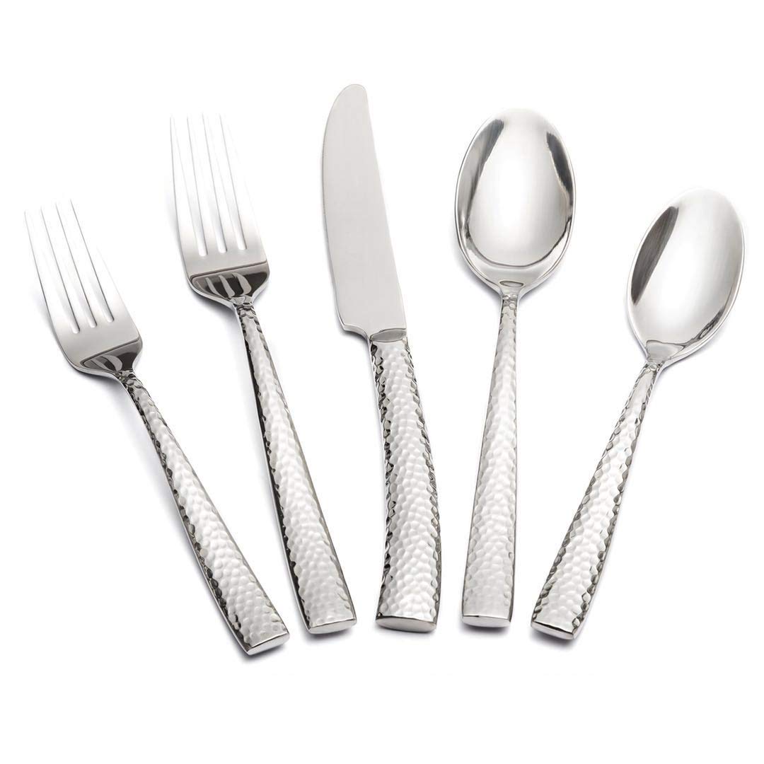 Hand-Forged Hammered Stainless Steel Flatware Set