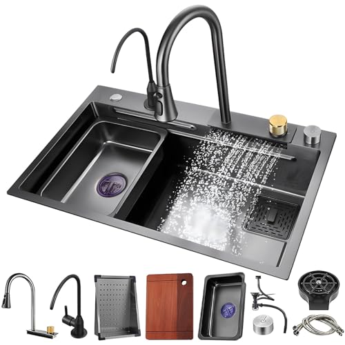 Waterfall Workstation Kitchen Sink with Cup Washer