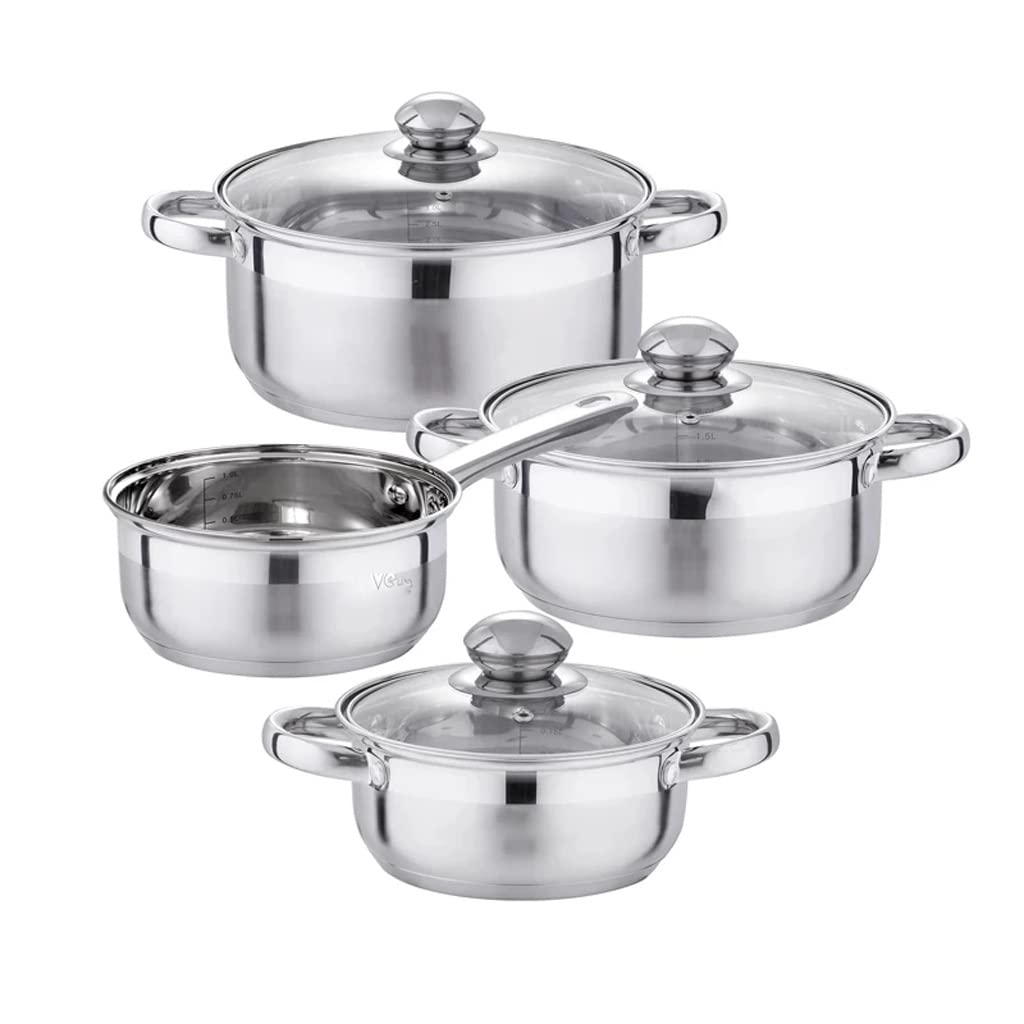 7-Piece Stainless Steel Cookware Set with Glass Lids