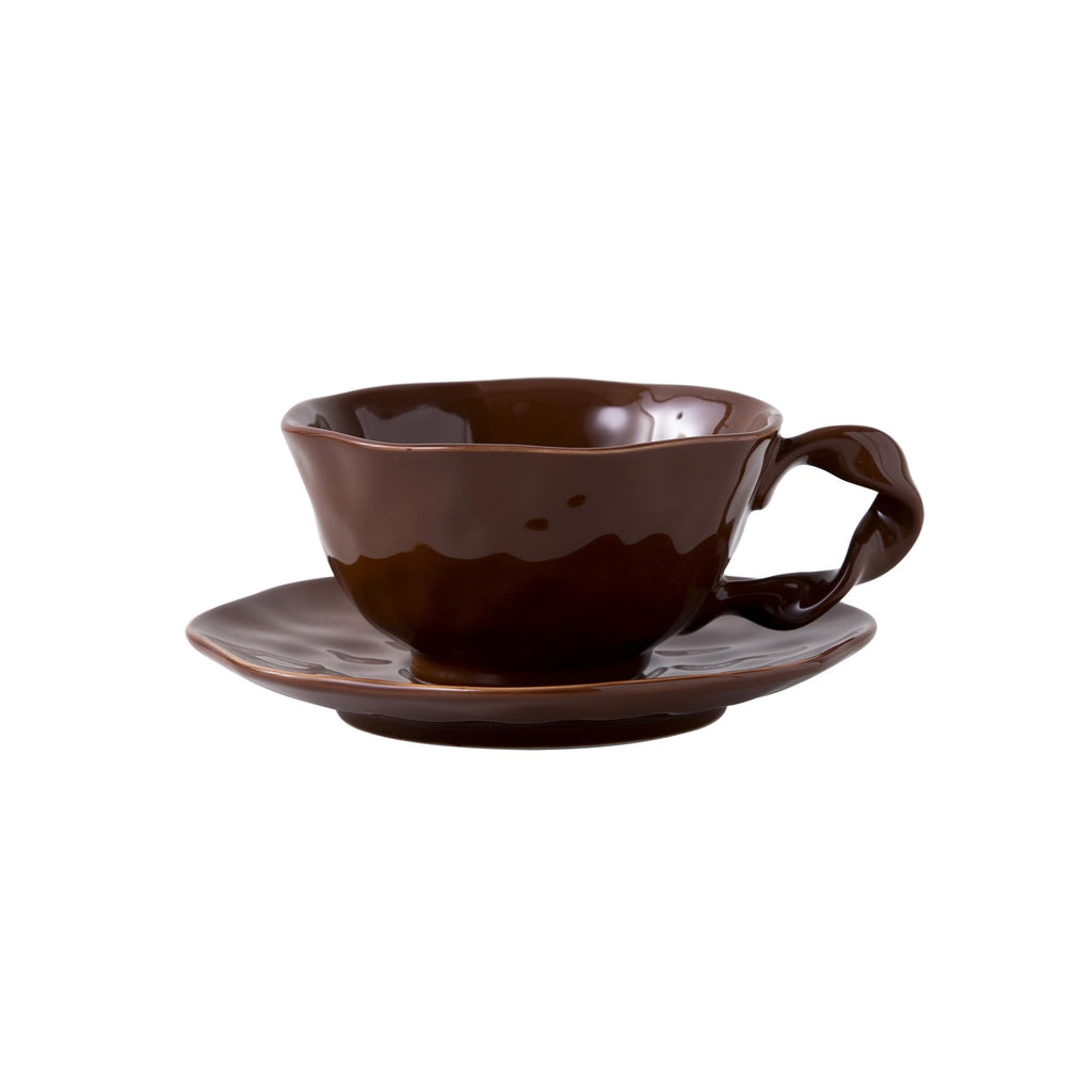 360ml Irregular Ceramic Coffee Cup & Saucer Set