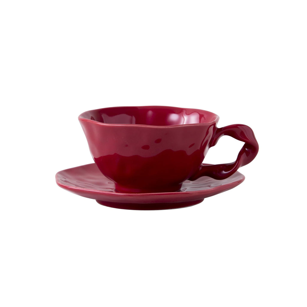 360ml Irregular Ceramic Coffee Cup & Saucer Set