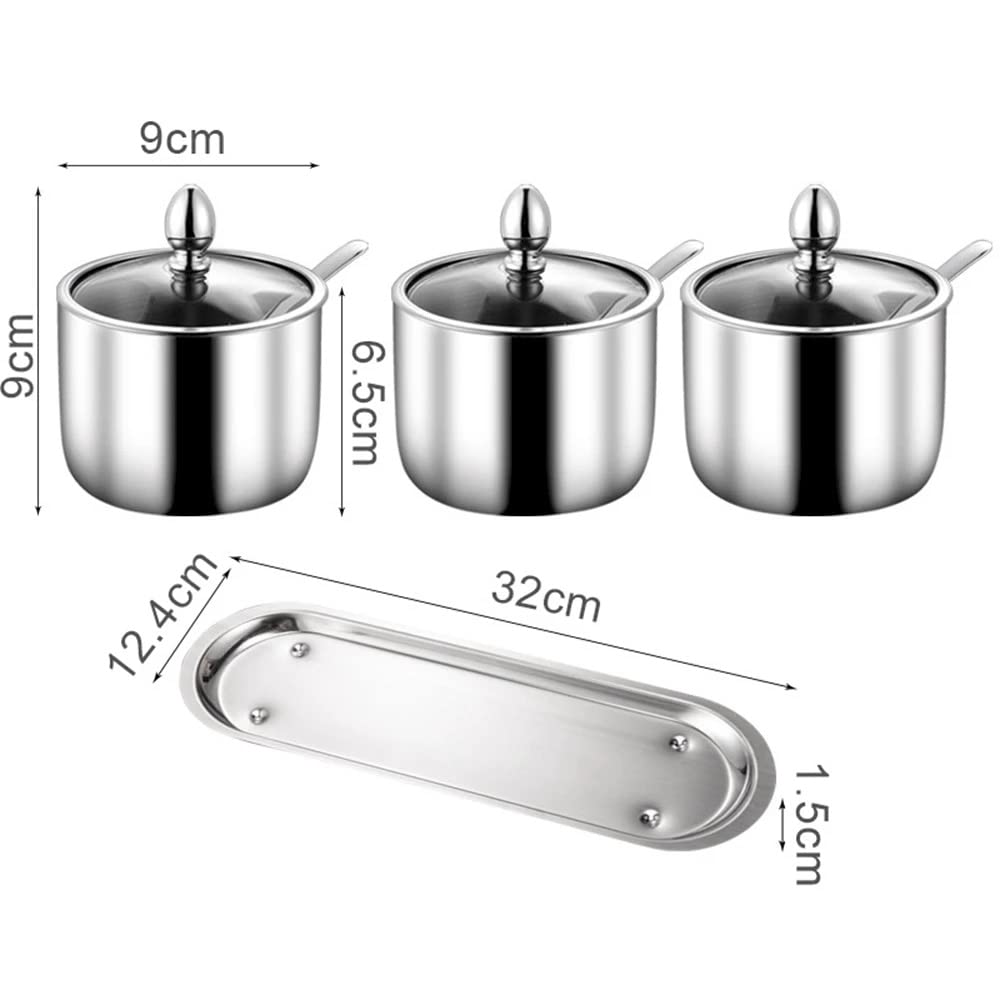 Stainless Steel Spice Canister Set with Glass Lids