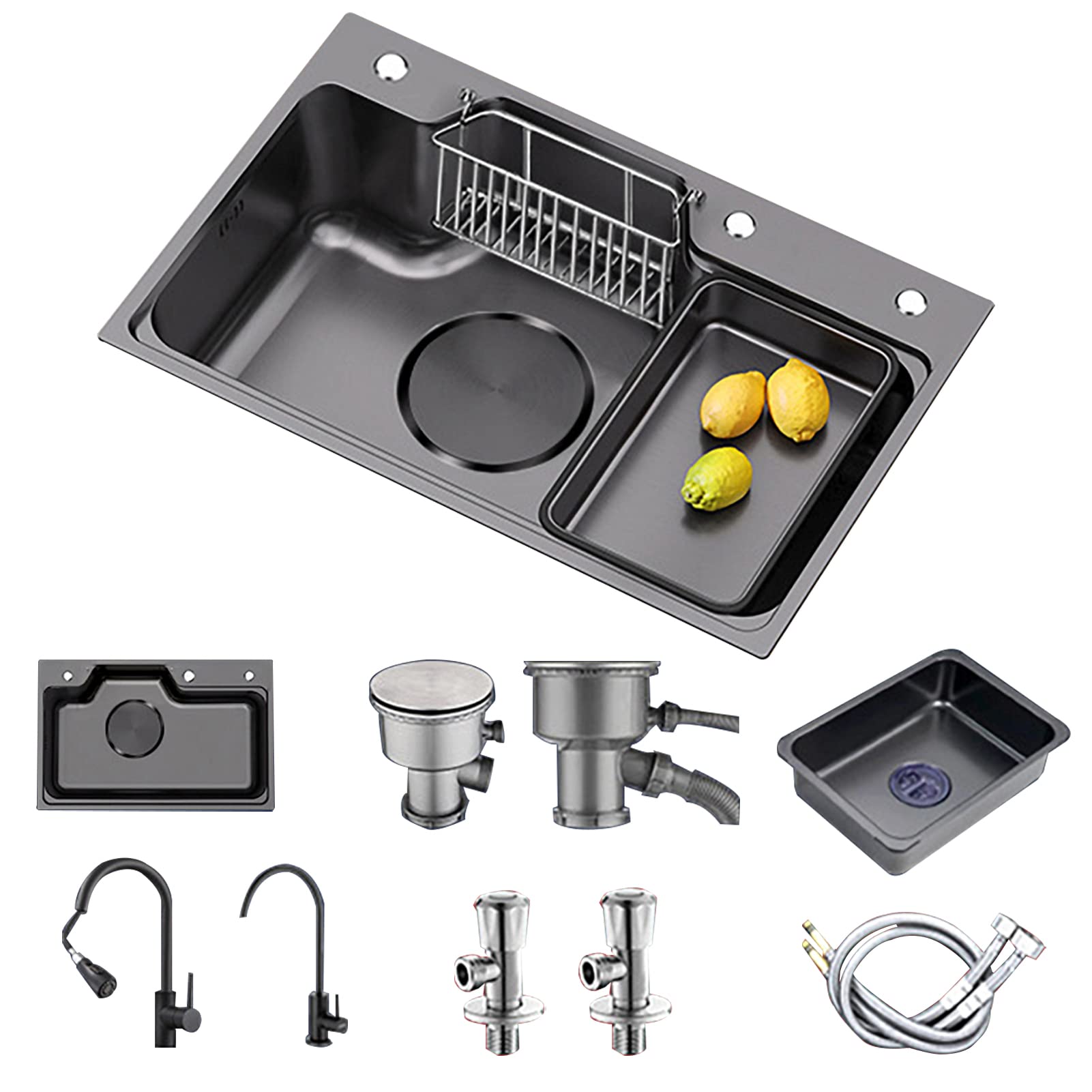 304 Stainless Steel Single-Bowl Kitchen Sink with Drain Strainer