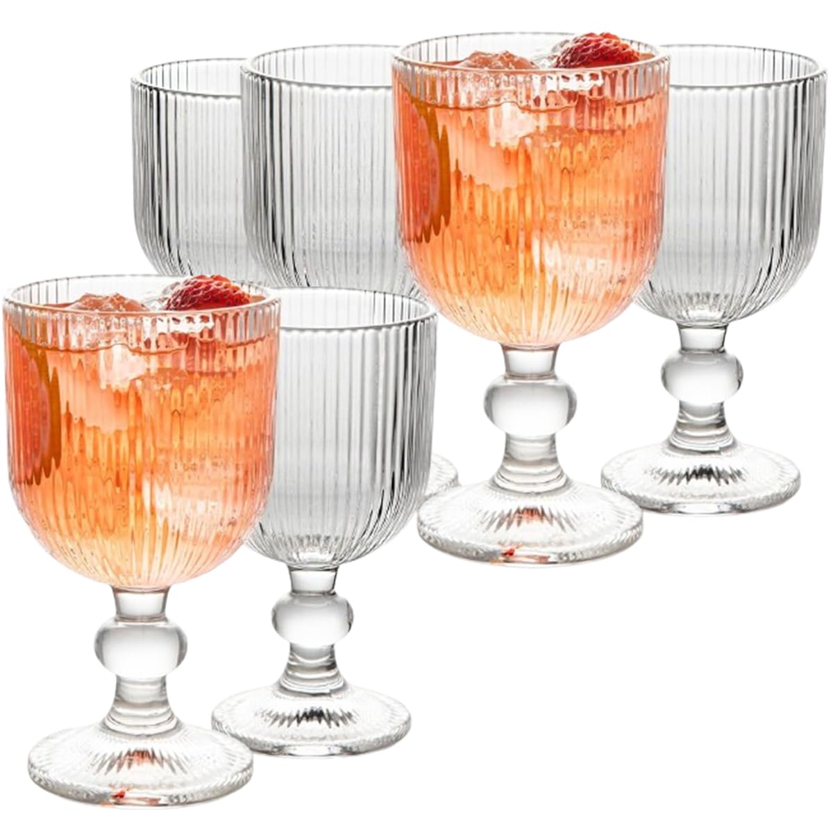 4-Piece Vintage Ripple Wine Goblet Set