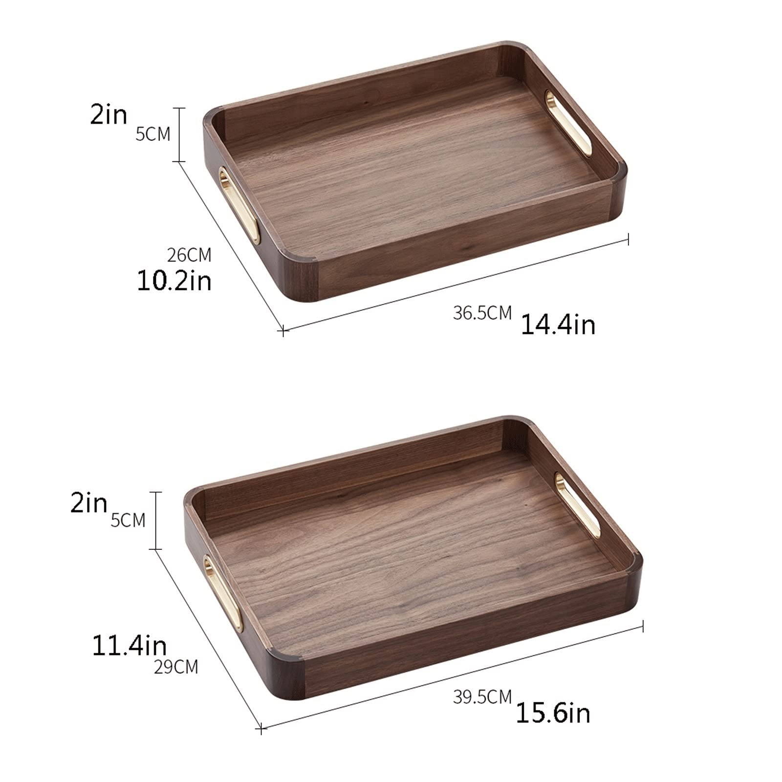 Wooden Serving Tray Set with Handles