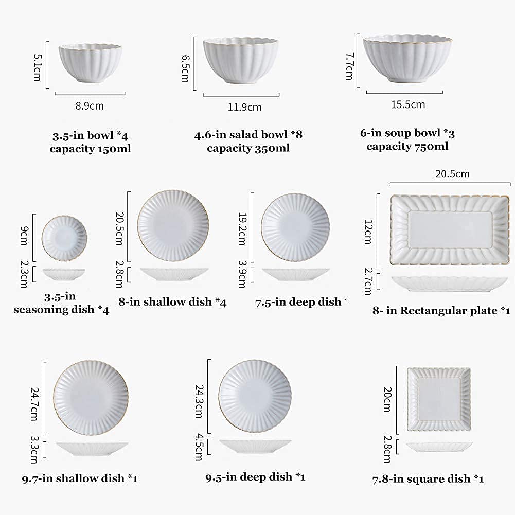 41-Piece Embossed Porcelain Dinnerware Set