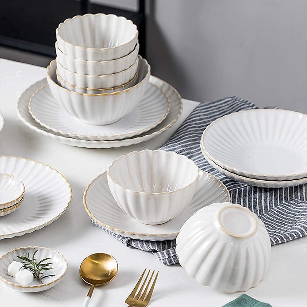 41-Piece Embossed Porcelain Dinnerware Set