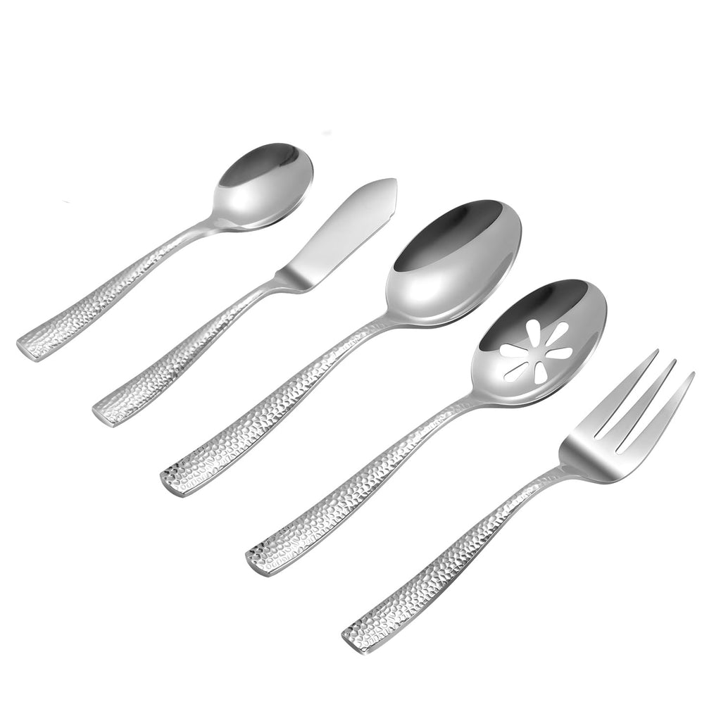 Hand-Forged Hammered Stainless Steel Flatware Set