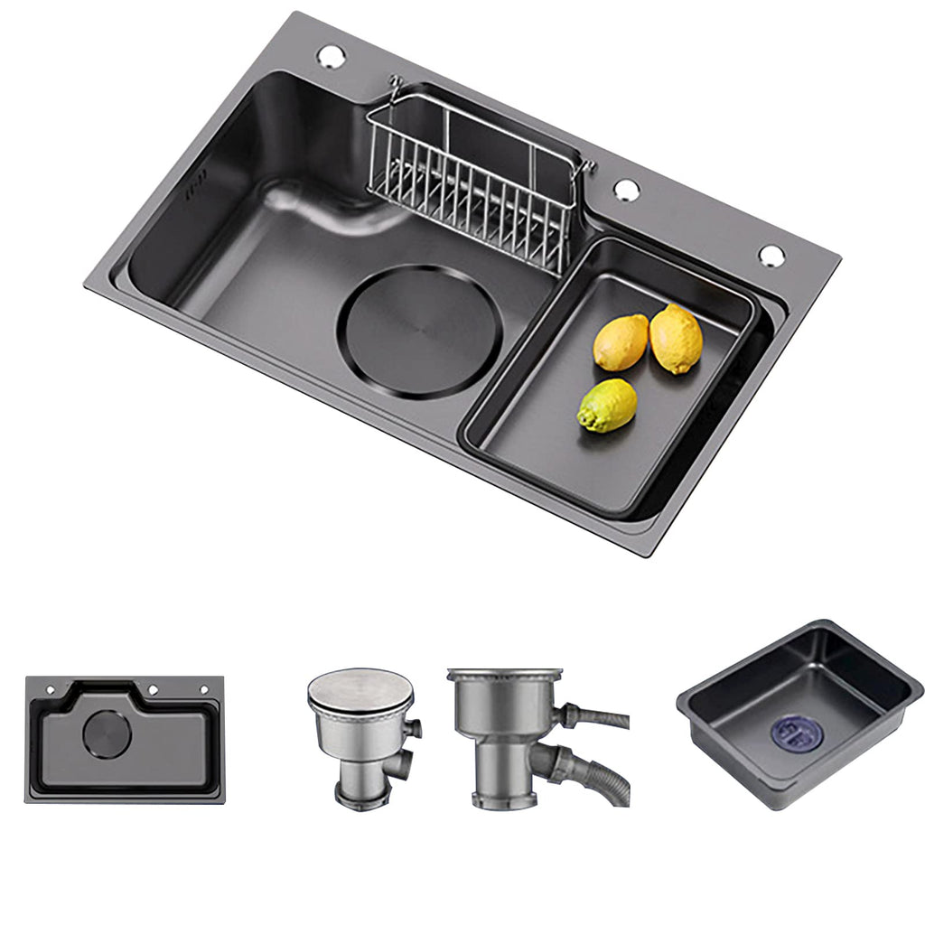 304 Stainless Steel Single-Bowl Kitchen Sink with Drain Strainer