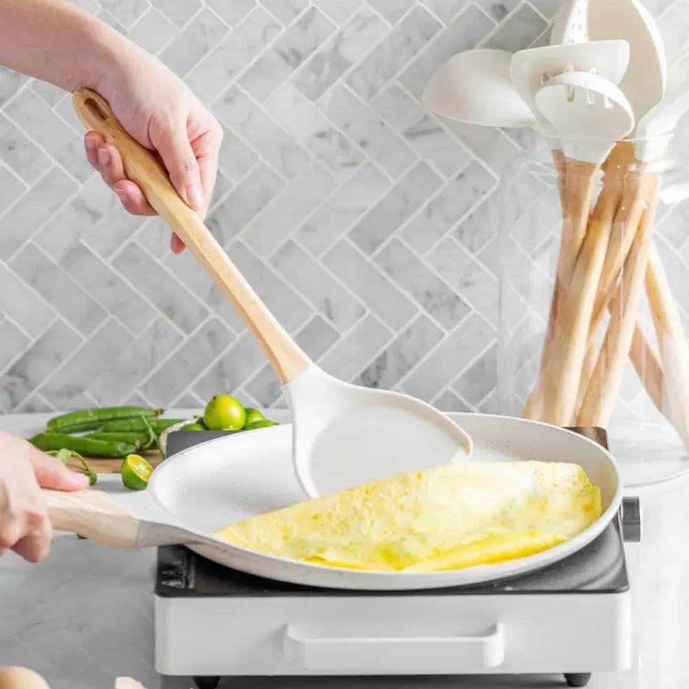 7-Piece Heat-Resistant Silicone Cooking Utensil Set with Rotating Stand