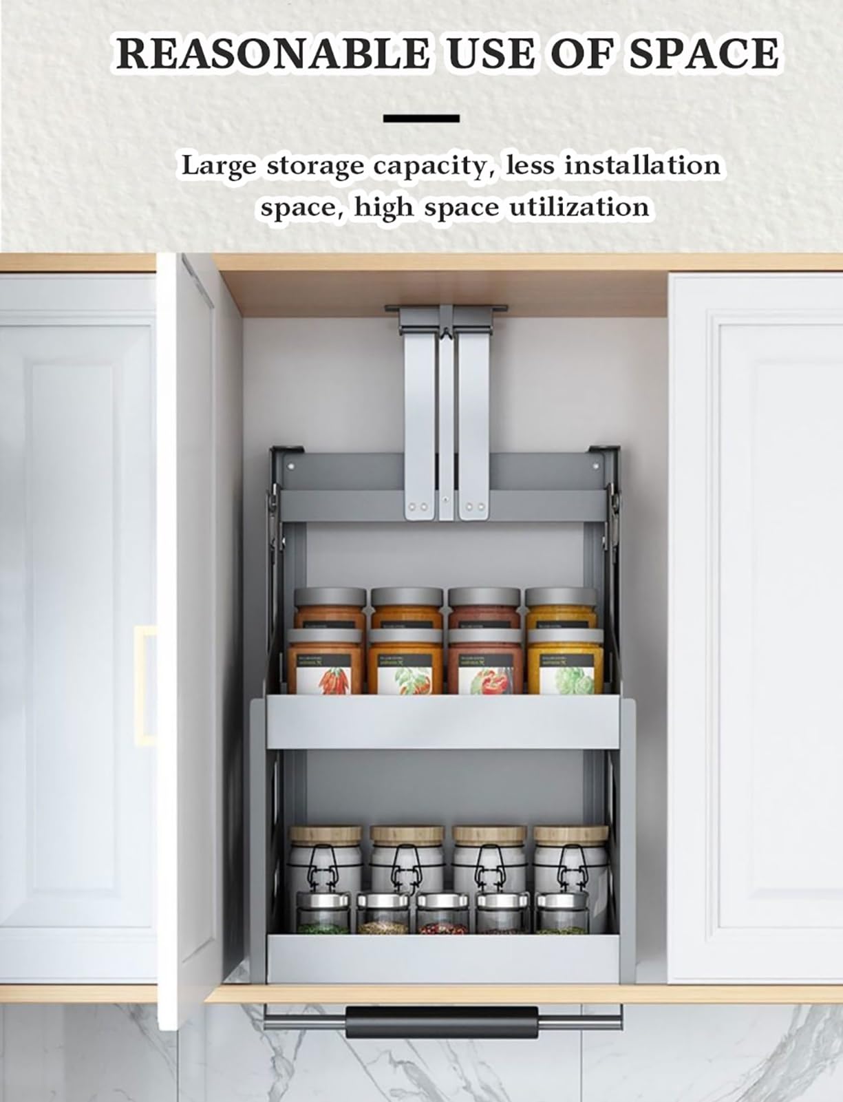2-Tier Pull-Down Cabinet Organizer Rack