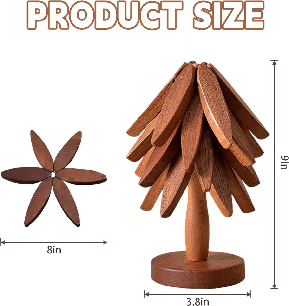 Tree-Shaped Wooden Trivet & Coaster Set