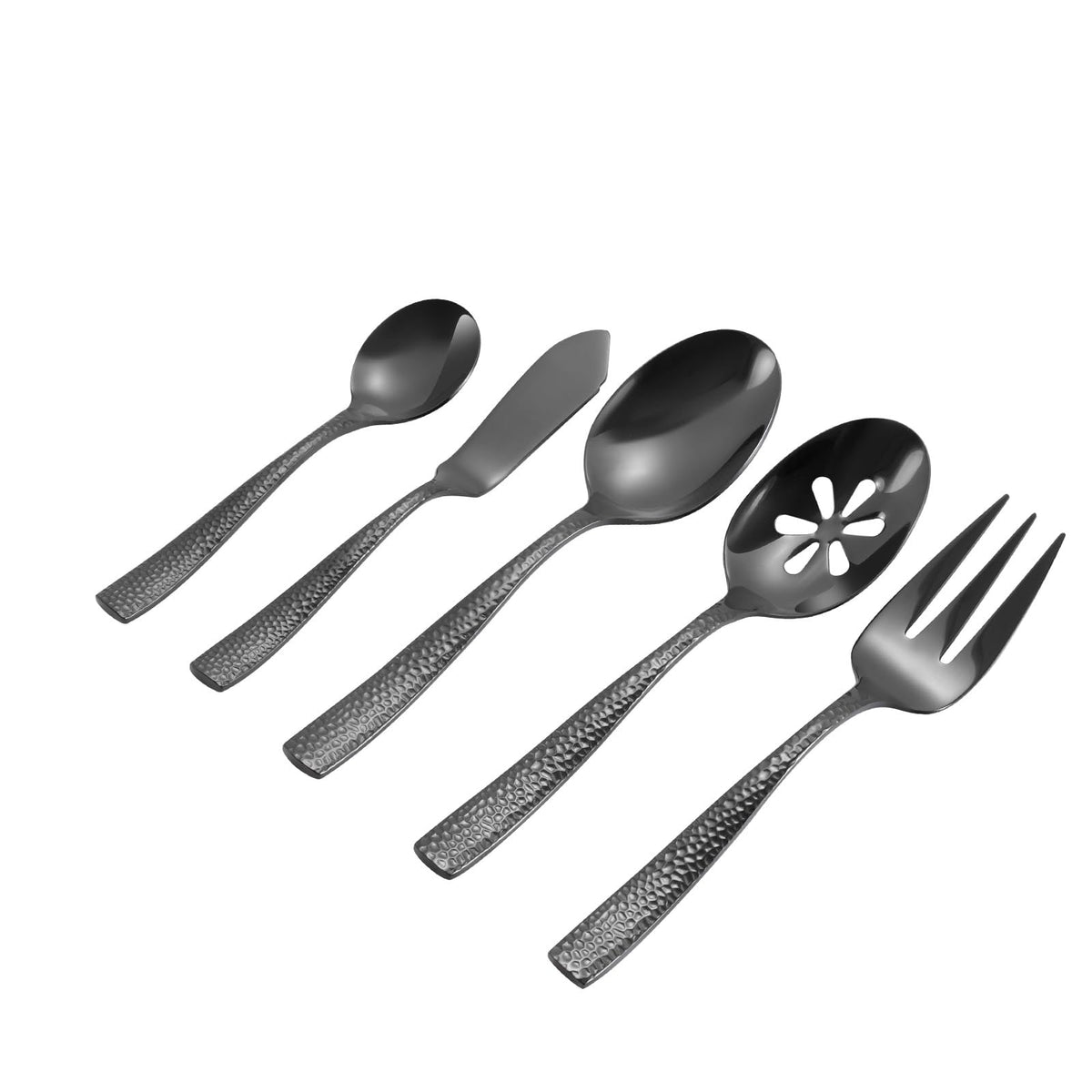 Hand-Forged Hammered Stainless Steel Flatware Set