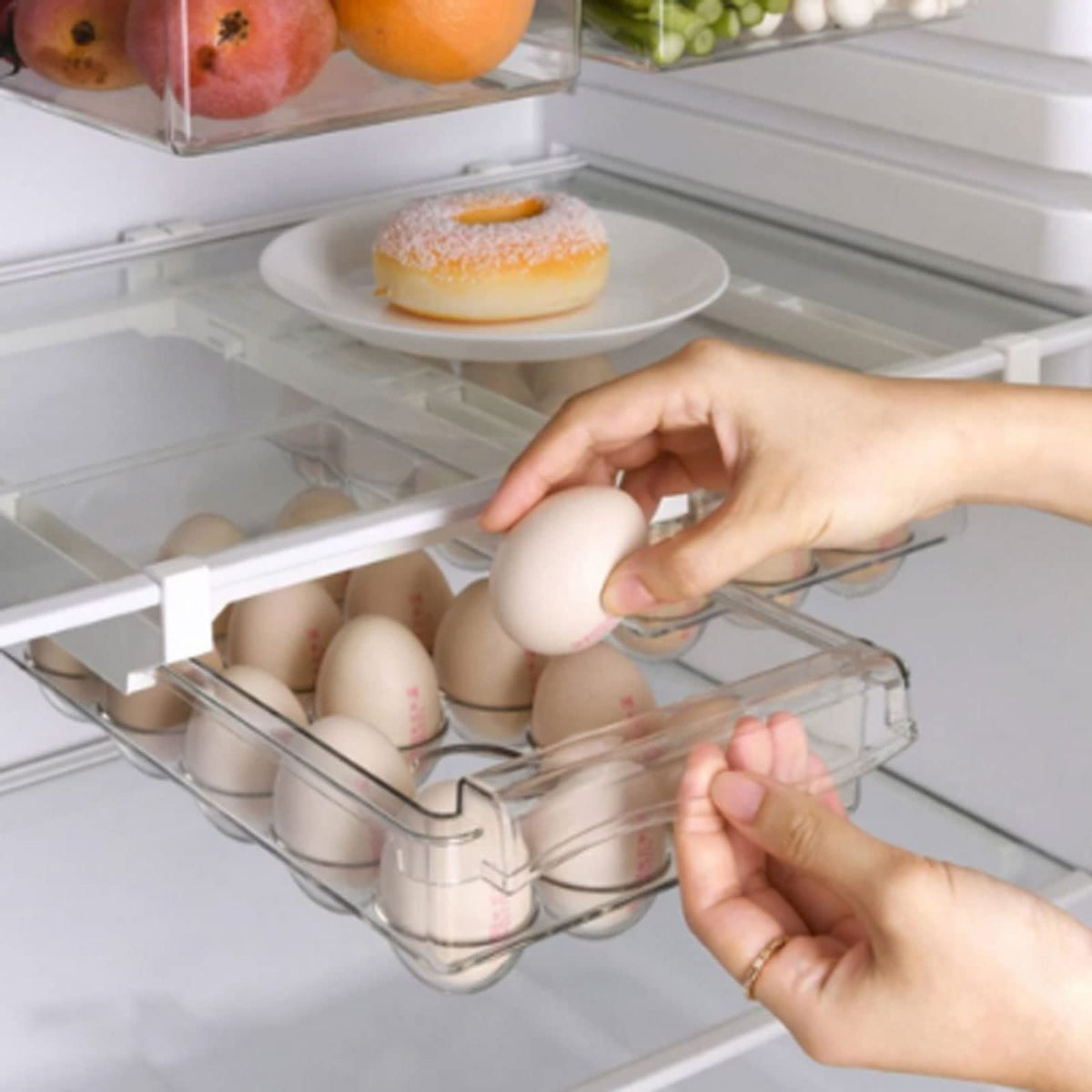 Transparent Slide-Out Refrigerator Storage Drawer