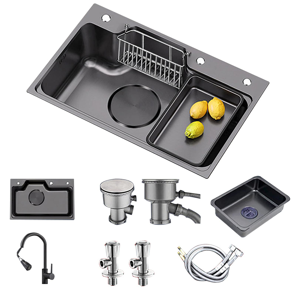 304 Stainless Steel Single-Bowl Kitchen Sink with Drain Strainer