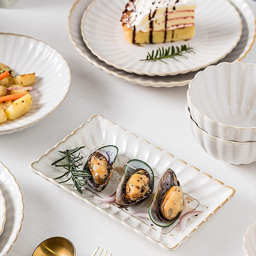41-Piece Embossed Porcelain Dinnerware Set