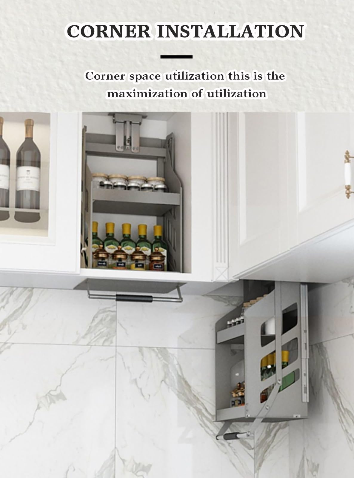 2-Tier Pull-Down Cabinet Organizer Rack