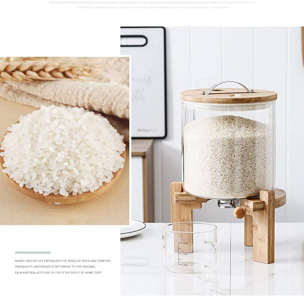 8L Glass Flour & Grain Storage Container with Measuring Cup