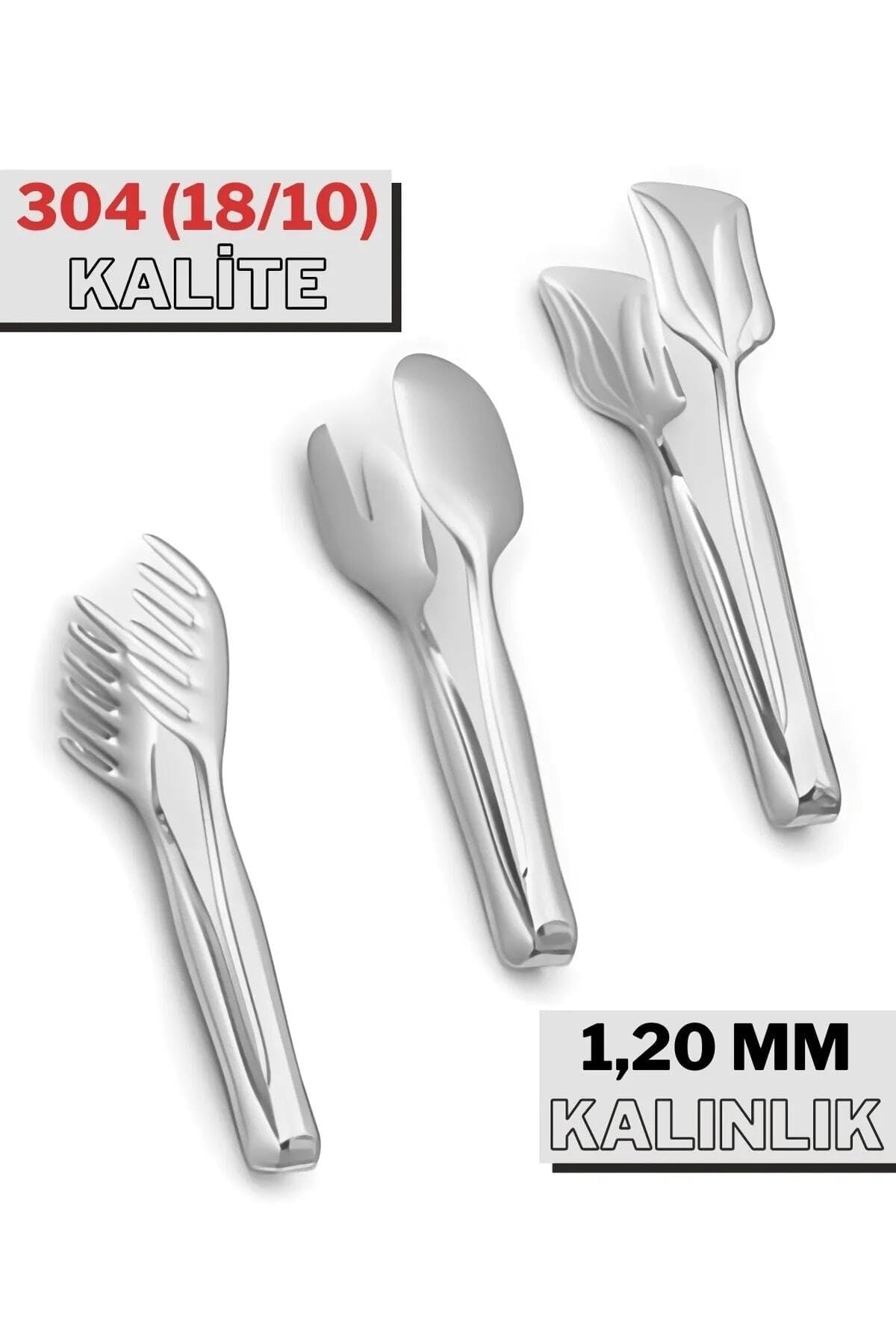 3-Piece 304 Stainless Steel Serving Tongs Set