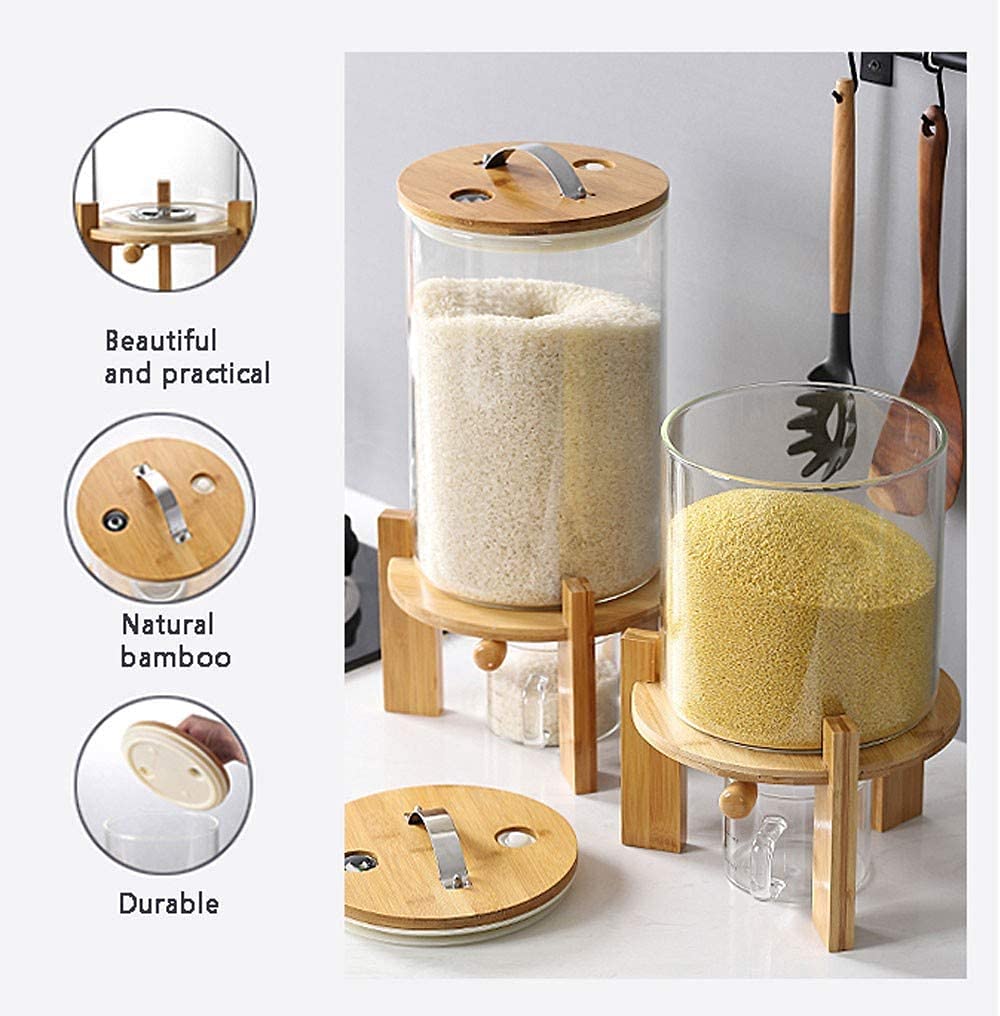 8L Glass Flour & Grain Storage Container with Measuring Cup