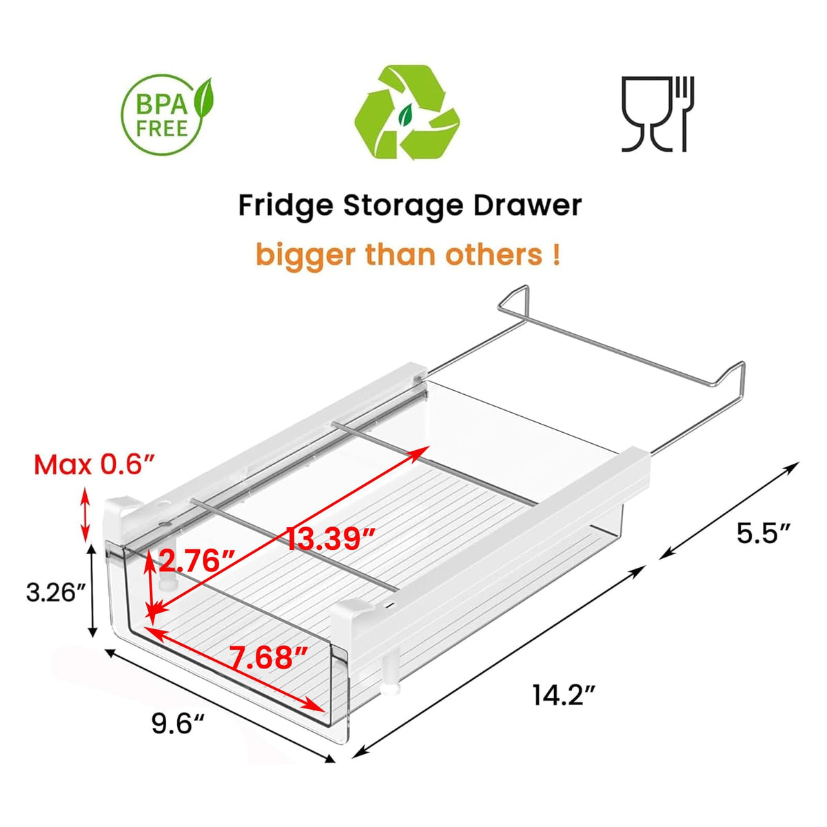 Adjustable Pull-Out Refrigerator Storage Drawer