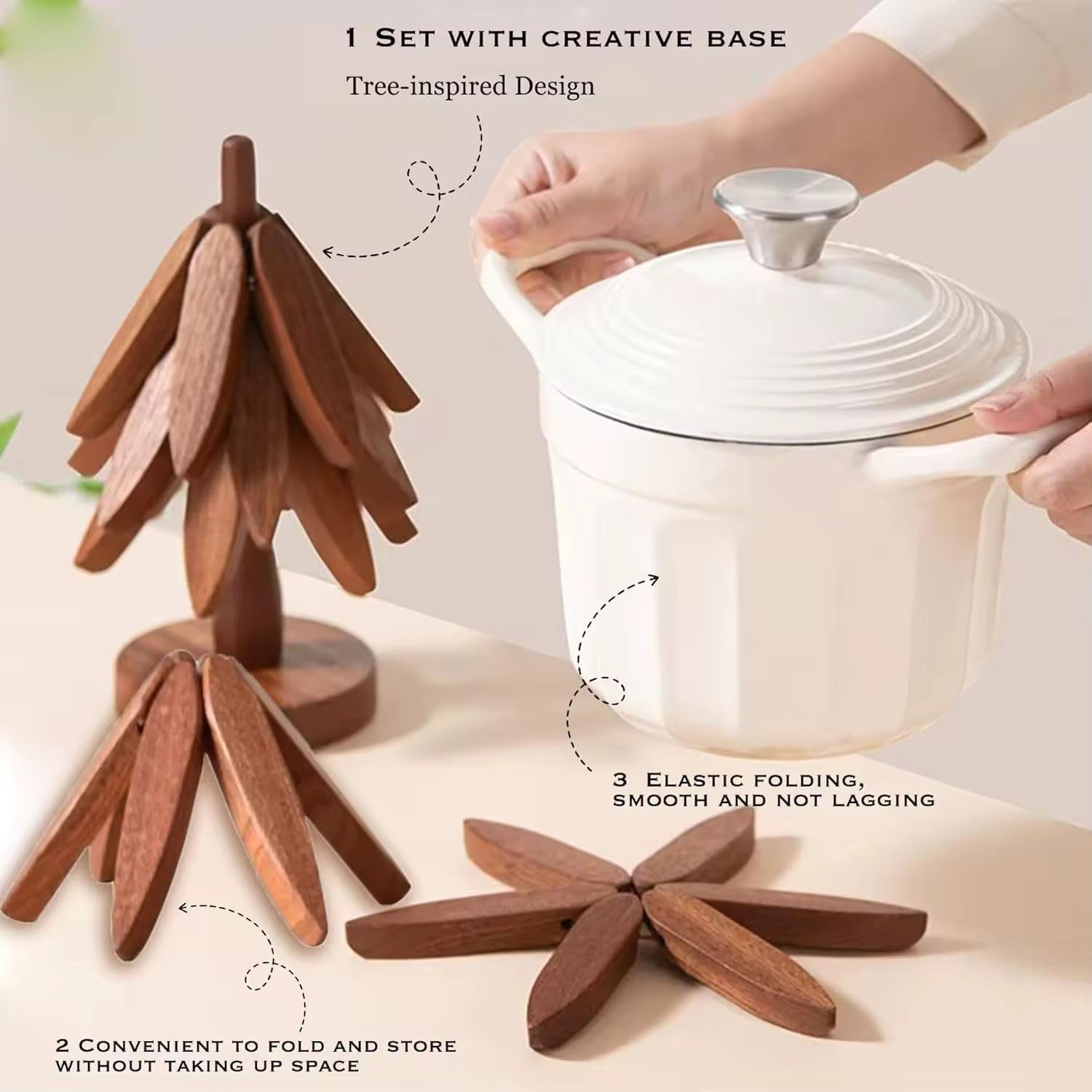Wooden Tree-Shaped Trivet Set for Hot Dishes