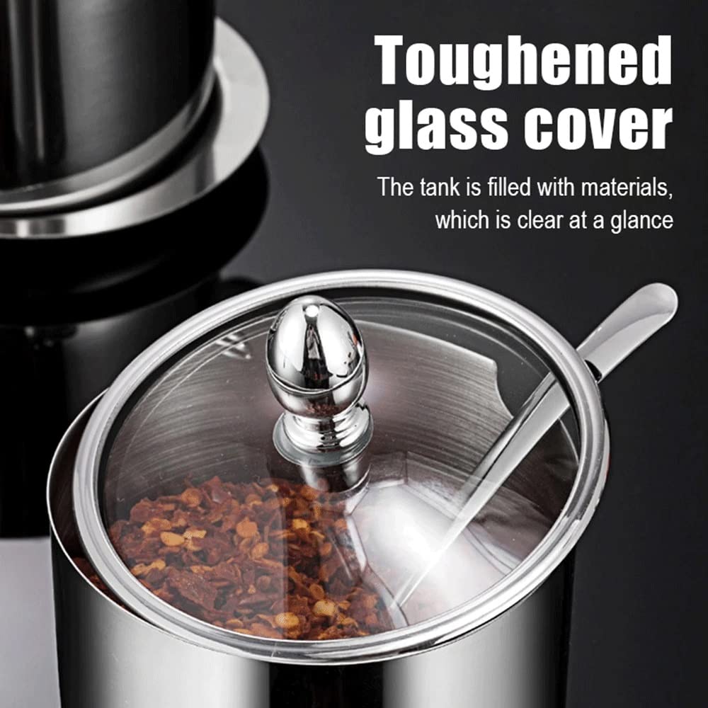 Stainless Steel Spice Canister Set with Glass Lids