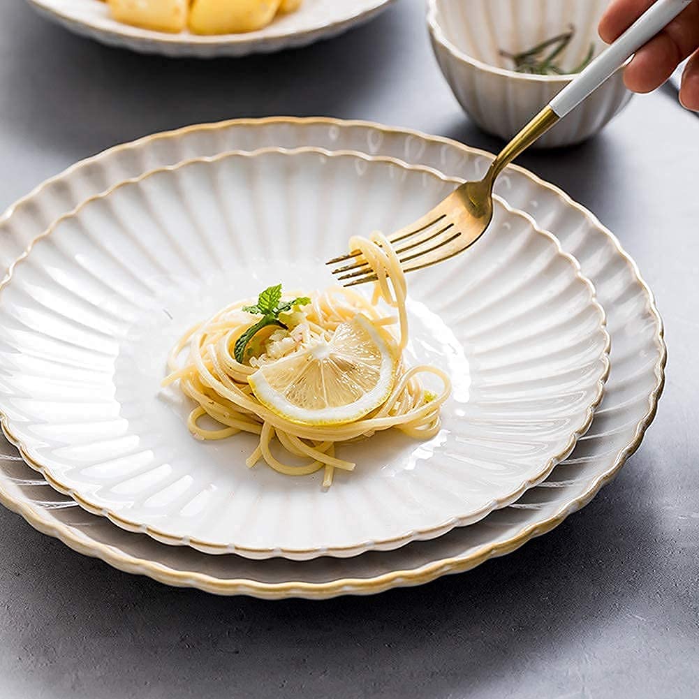 41-Piece Embossed Porcelain Dinnerware Set