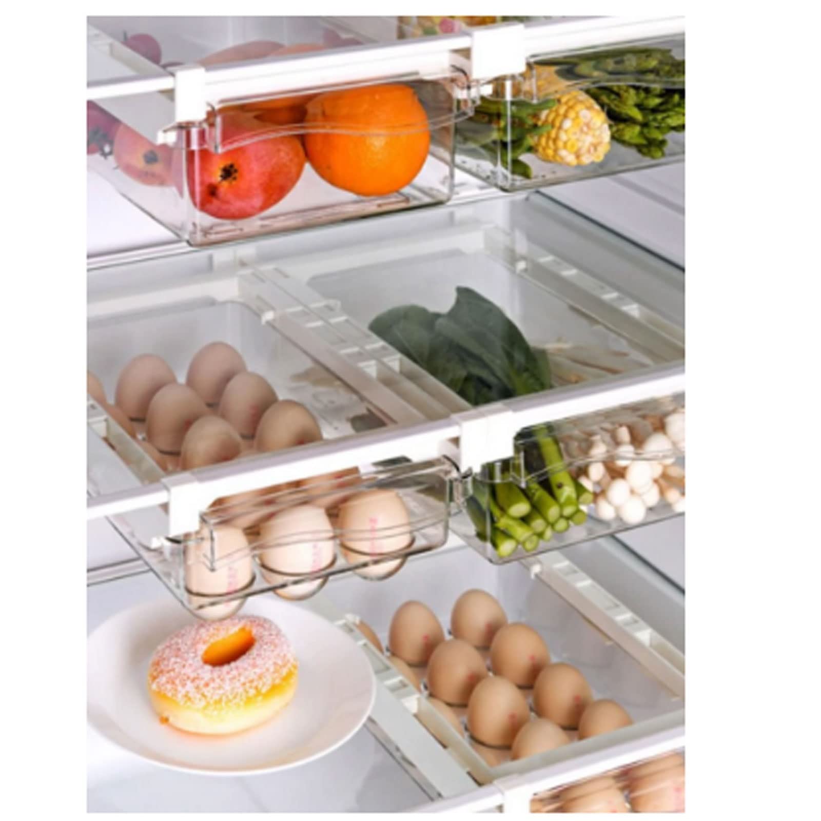 Transparent Slide-Out Refrigerator Storage Drawer