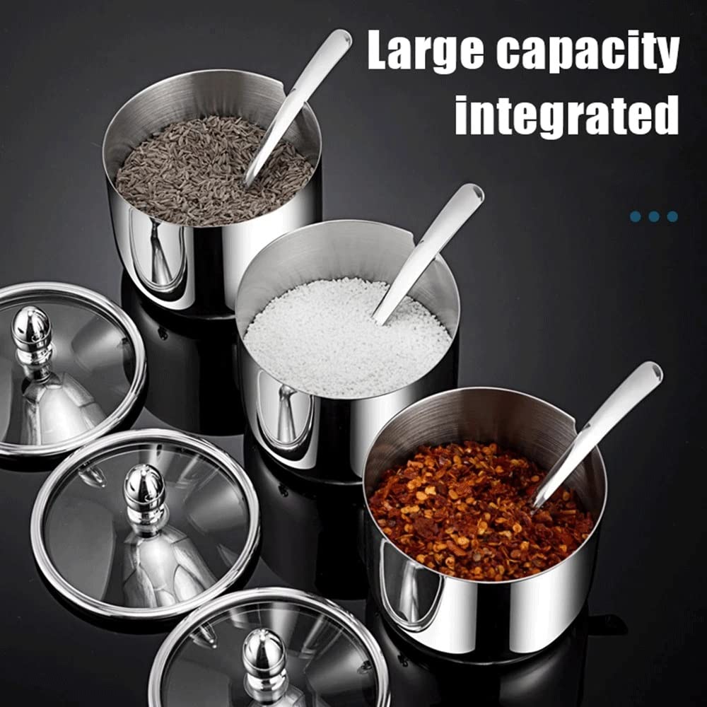 Stainless Steel Spice Canister Set with Glass Lids