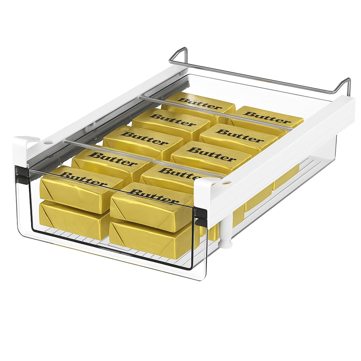 Adjustable Pull-Out Refrigerator Storage Drawer