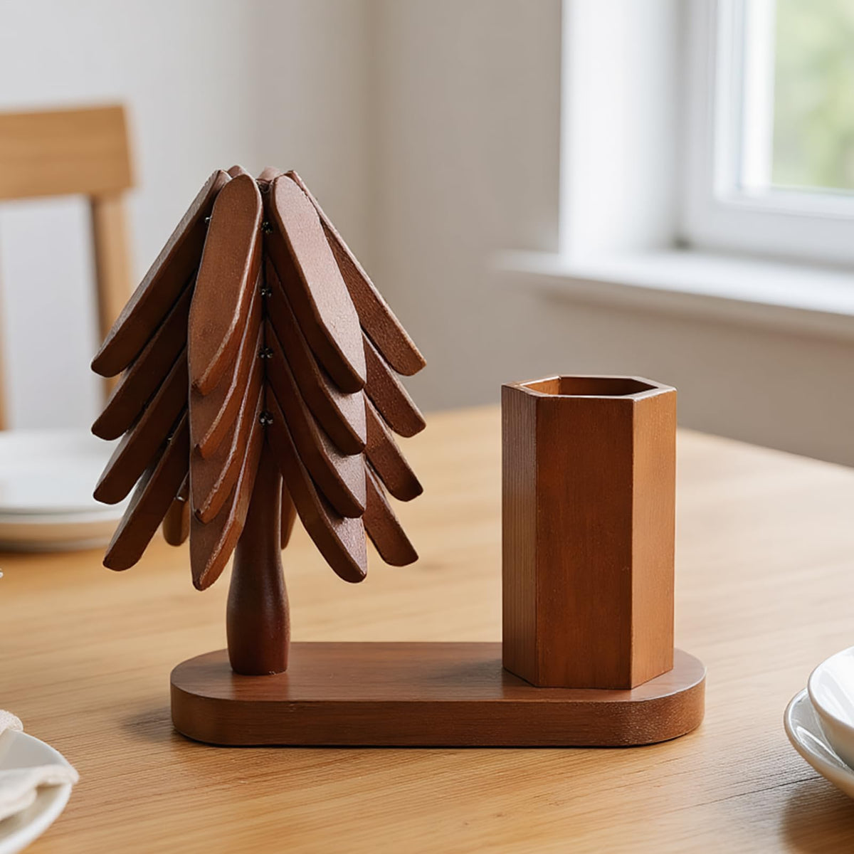 Christmas Tree Trivet Insulation with Cutlery Holder