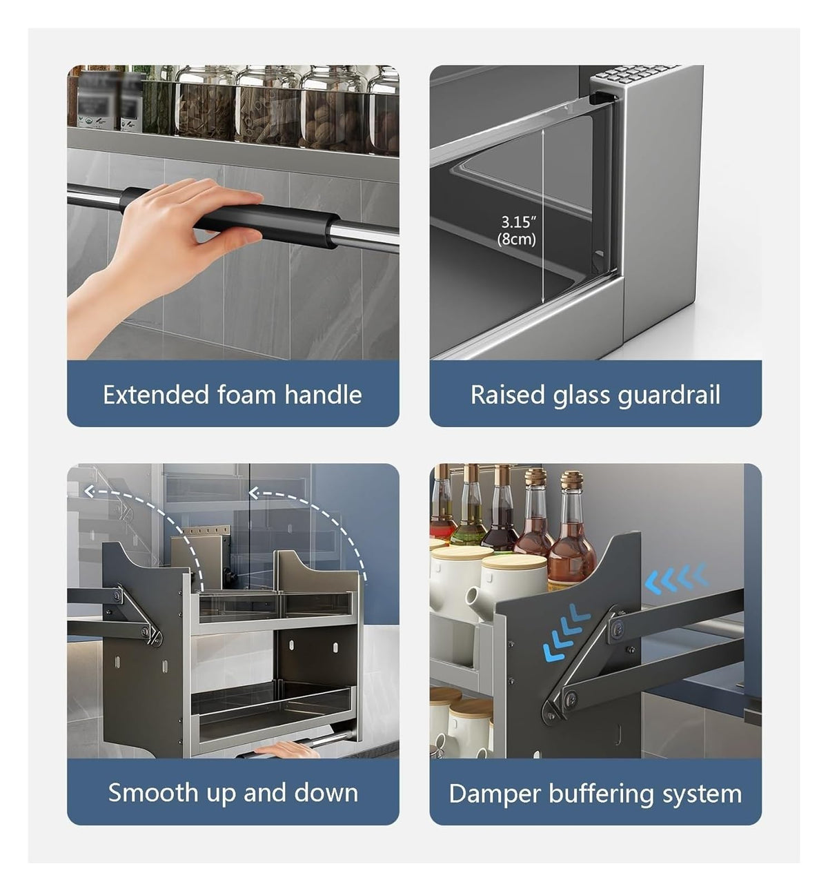 2-Tier Pull-Down Spice Rack Organizer