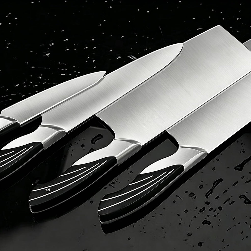 Damascus Kitchen Knife Set with Block