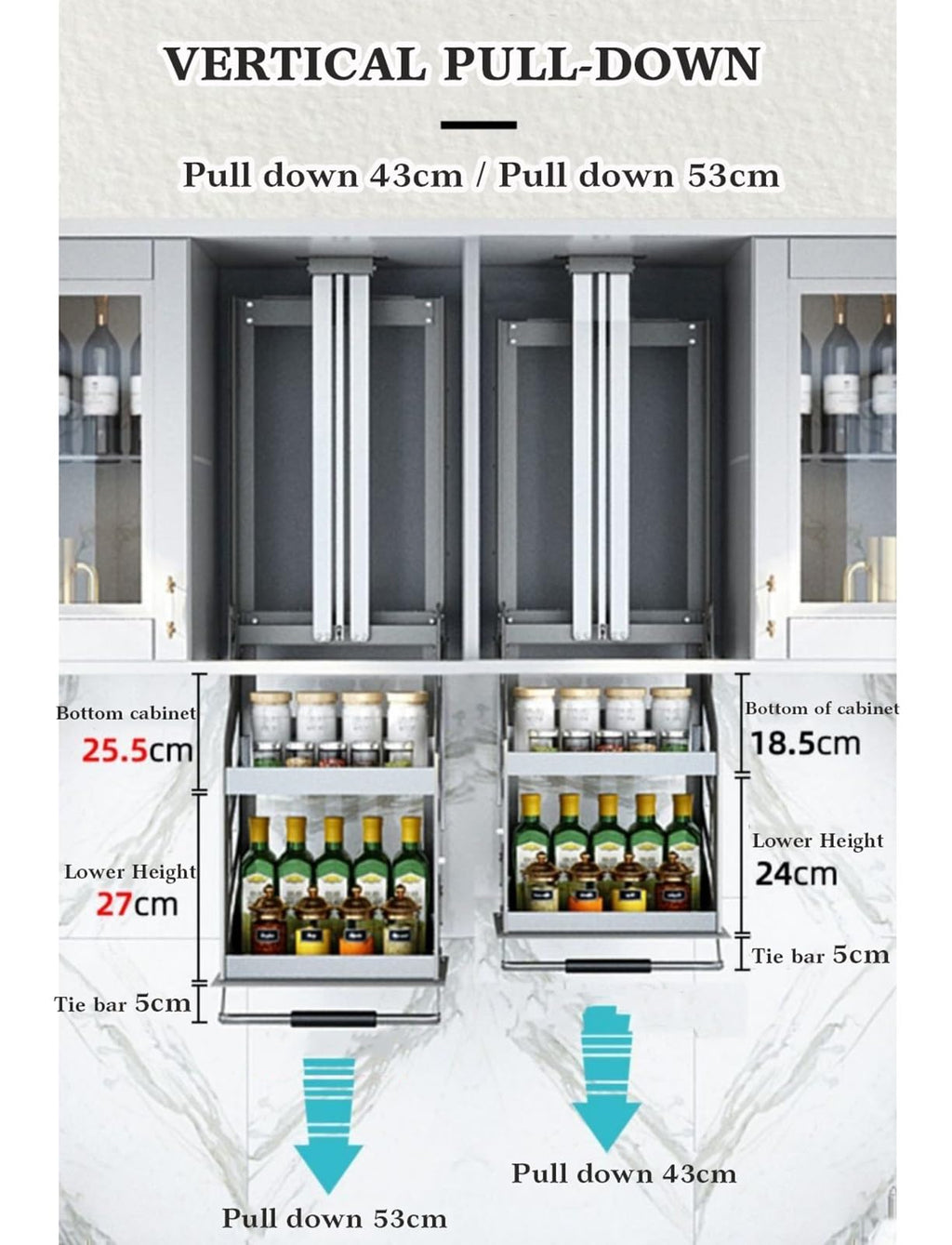 2-Tier Pull-Down Cabinet Organizer Rack